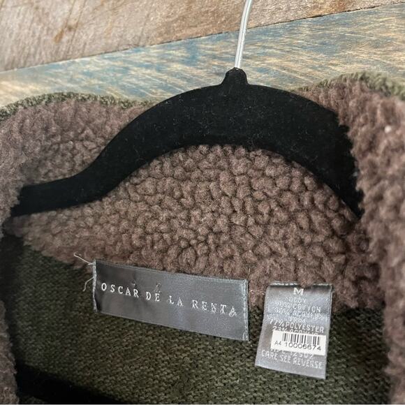 Oscar De La Renta Olive Green 1/4 Zip Sweater Size Medium - Picture 10 of 11